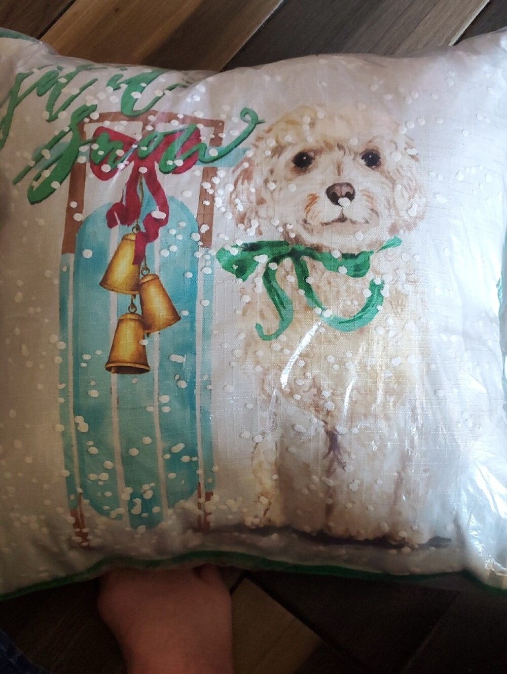 Doggie Pillow RESERVED  Cream and Green - Picture 2 of 6